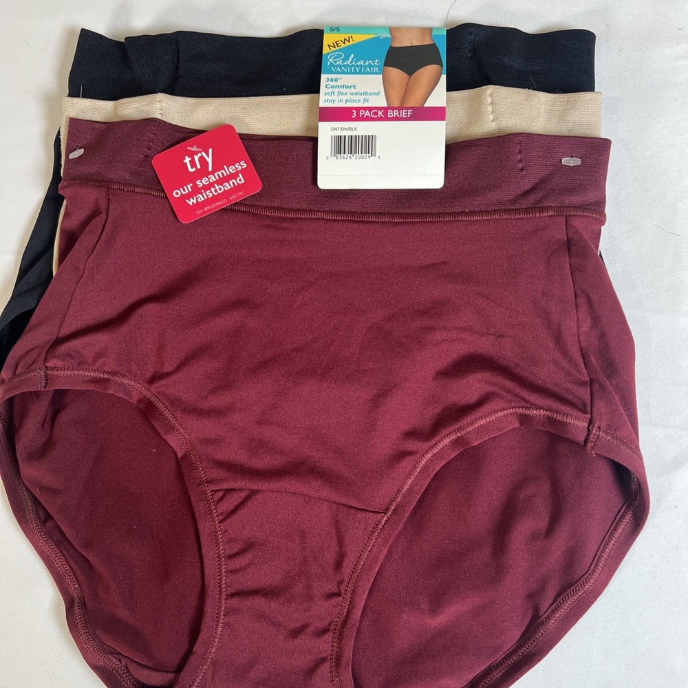 Womens 3 Pack Total Radiant - Vanity Fair 360 SOFT Flex Briefs Small S- 5
